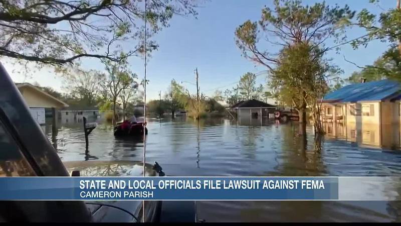 Attorney General Jeff Landry is joined by other state and parish officials, announcing their...