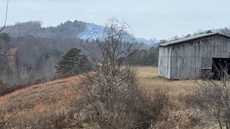 Smoke from a fire caused by the Rockcastle County train derailment.