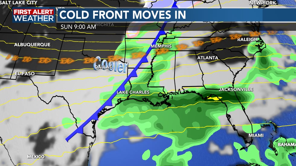 The next cold front will arrive Sunday, bringing the next chance for showers especially for the...