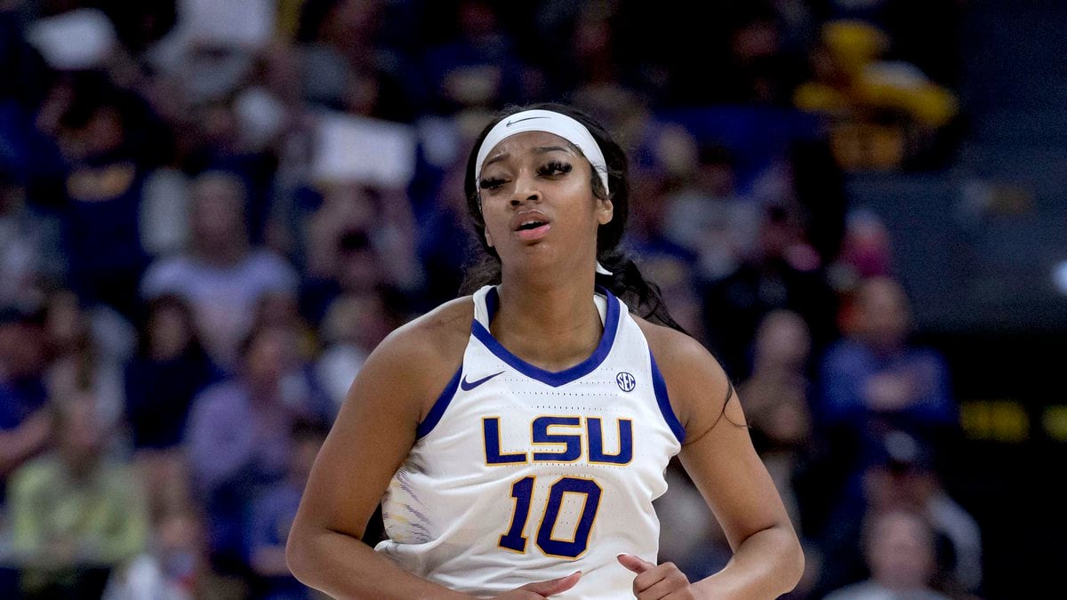 LSU forward Angel Reese (10) runs during an NCAA basketball game against Kent State on Tuesday,...